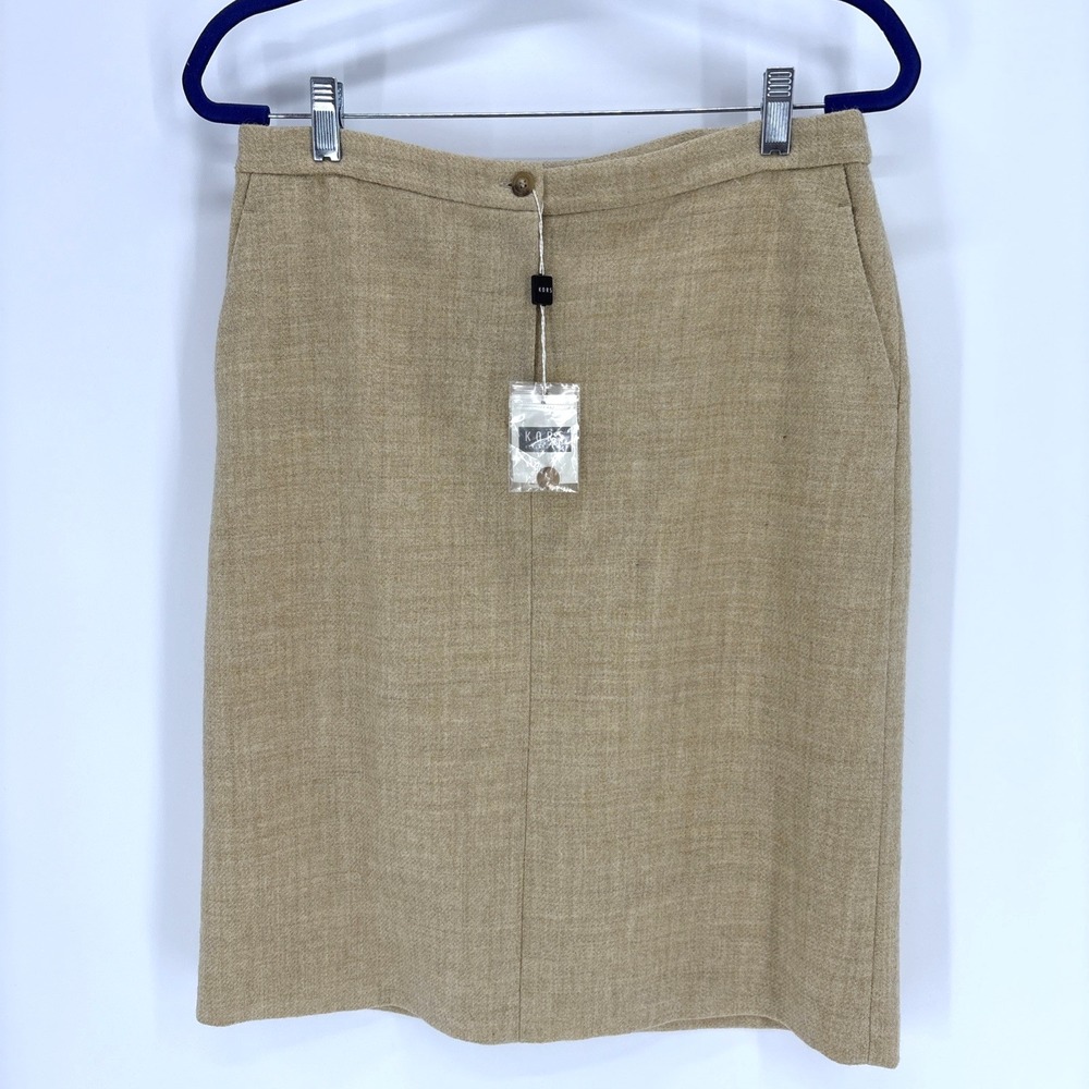 VTG Michael Kors Wool Pencil Skirt Womens 2 Camel Neutral Career